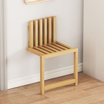 Contemporary Bamboo Wall-Mount Foldable Footstool — Hanging / Walnut Color