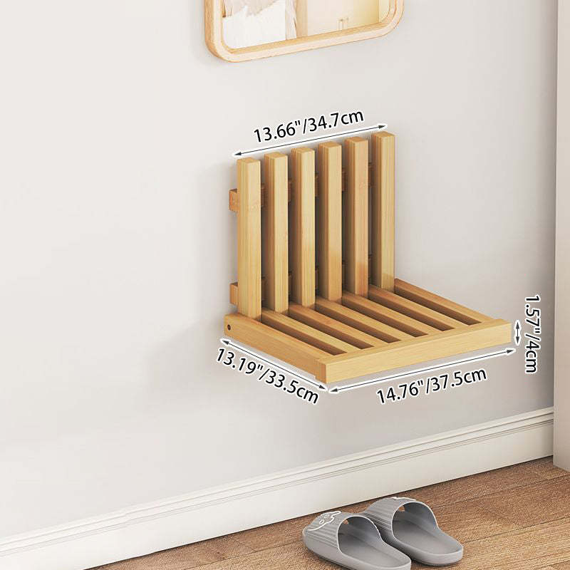 Contemporary Bamboo Wall-Mount Foldable Footstool — Landing / Walnut Color