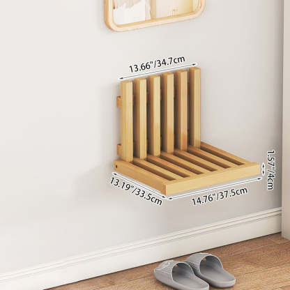 Contemporary Bamboo Wall-Mount Foldable Footstool — Landing / Walnut Color