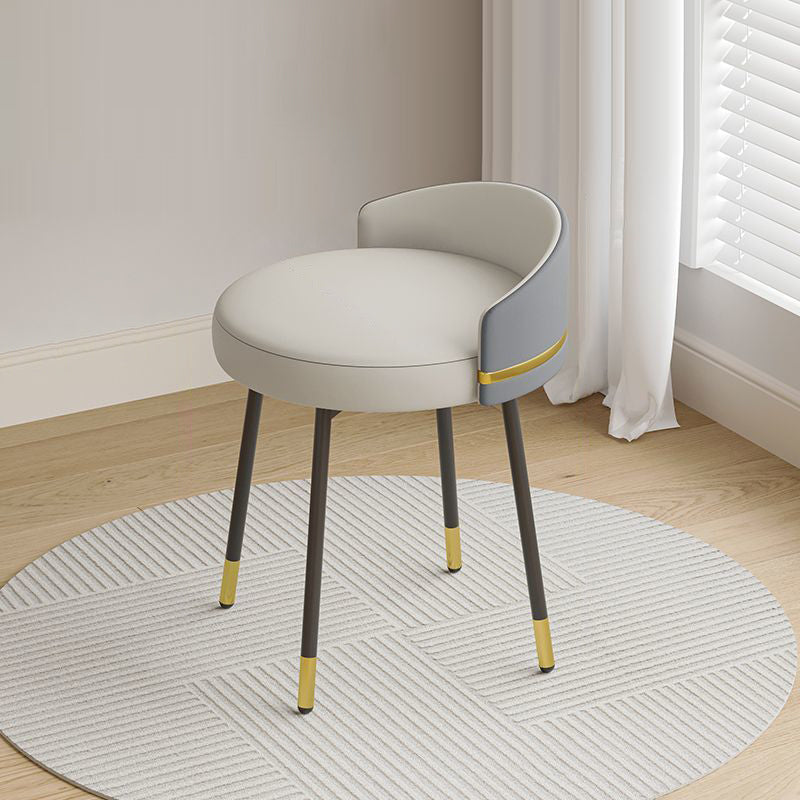 Nordic Arc Back Iron Leather Vanity Stool