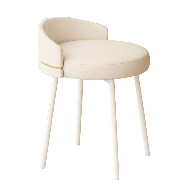 Nordic Arc Back Iron Leather Vanity Stool