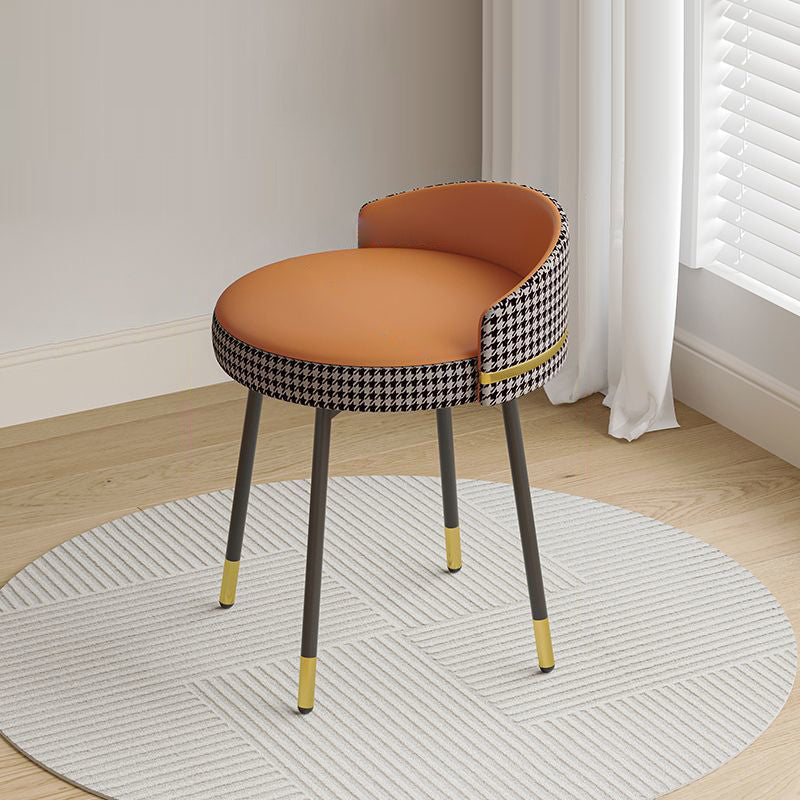 Nordic Arc Back Iron Leather Vanity Stool