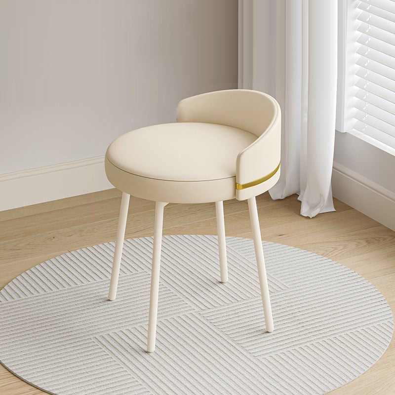 Nordic Arc Back Iron Leather Vanity Stool — Swivel / Gray