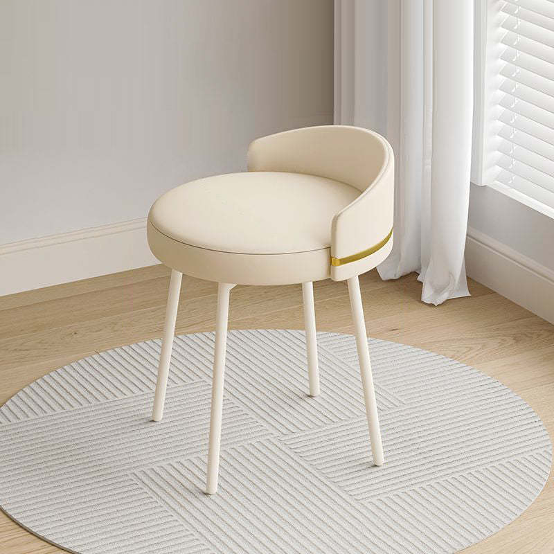Nordic Arc Back Iron Leather Vanity Stool — Swivel / Gray