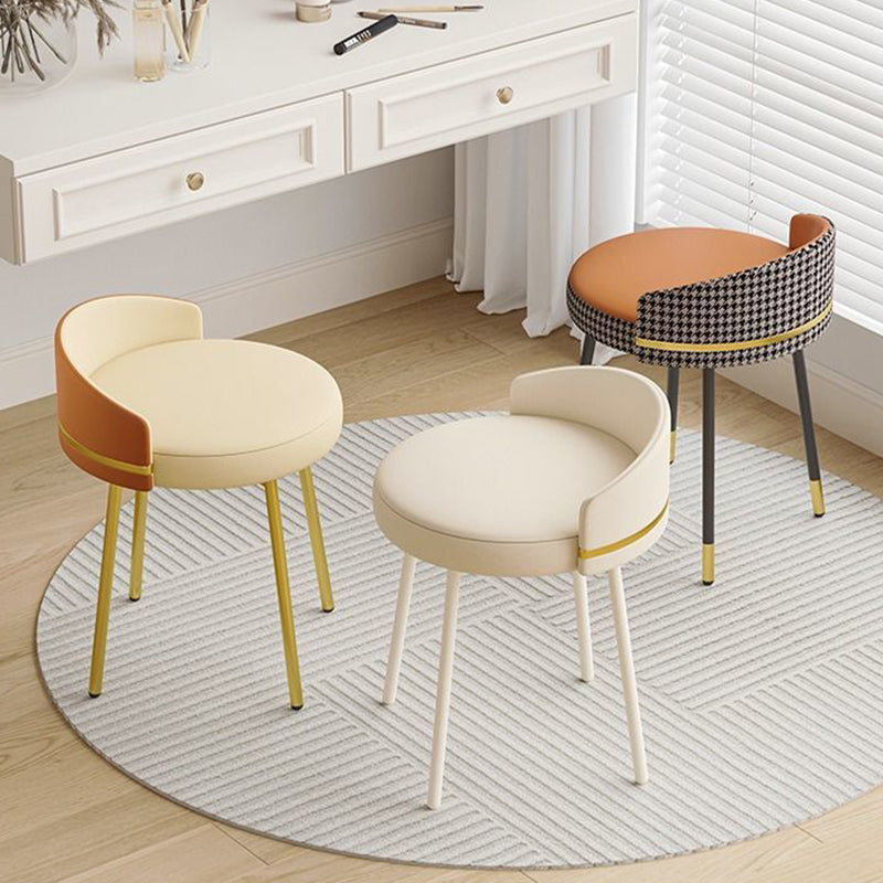 Nordic Arc Back Iron Leather Vanity Stool
