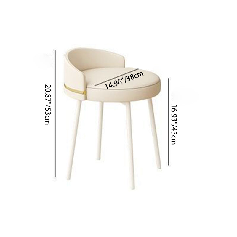 Nordic Arc Back Iron Leather Vanity Stool — Not Swivel / Orange + Houndstooth