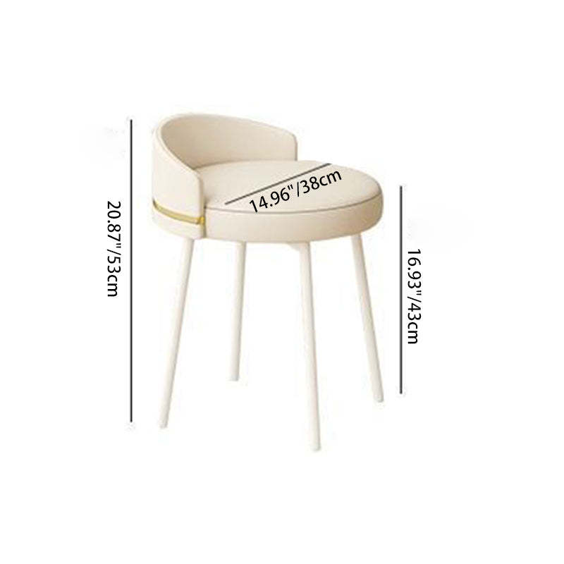 Nordic Arc Back Iron Leather Vanity Stool — Not Swivel / Orange + Houndstooth