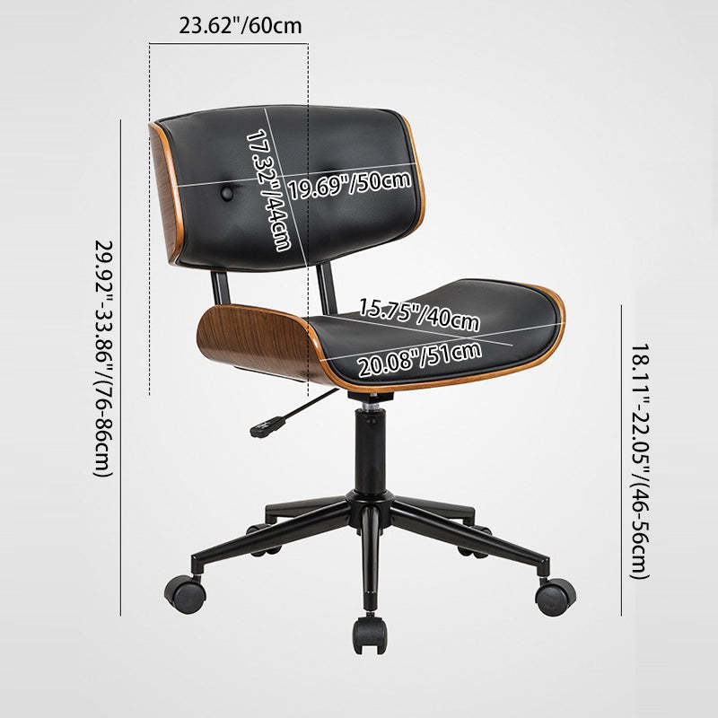 Contemporary Leather Wood Swivel Desk Chair