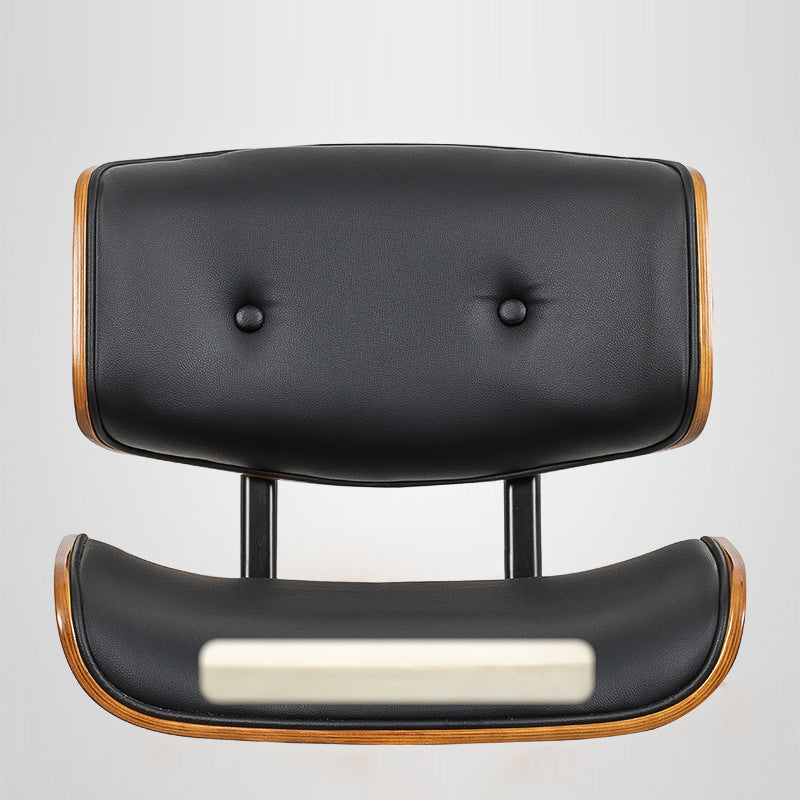 Contemporary Leather Wood Swivel Desk Chair