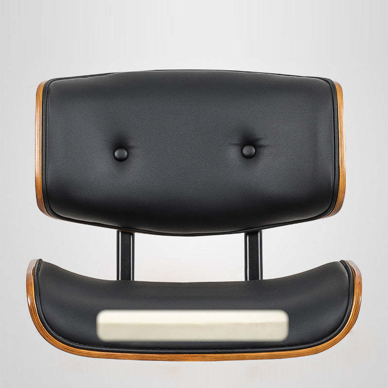 Contemporary Leather Wood Swivel Desk Chair