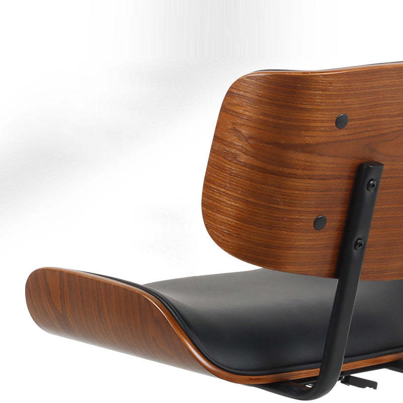 Contemporary Leather Wood Swivel Desk Chair