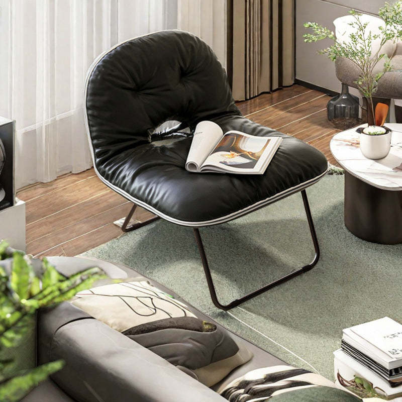 Nordic Foldable Leather Iron Sofa — Black