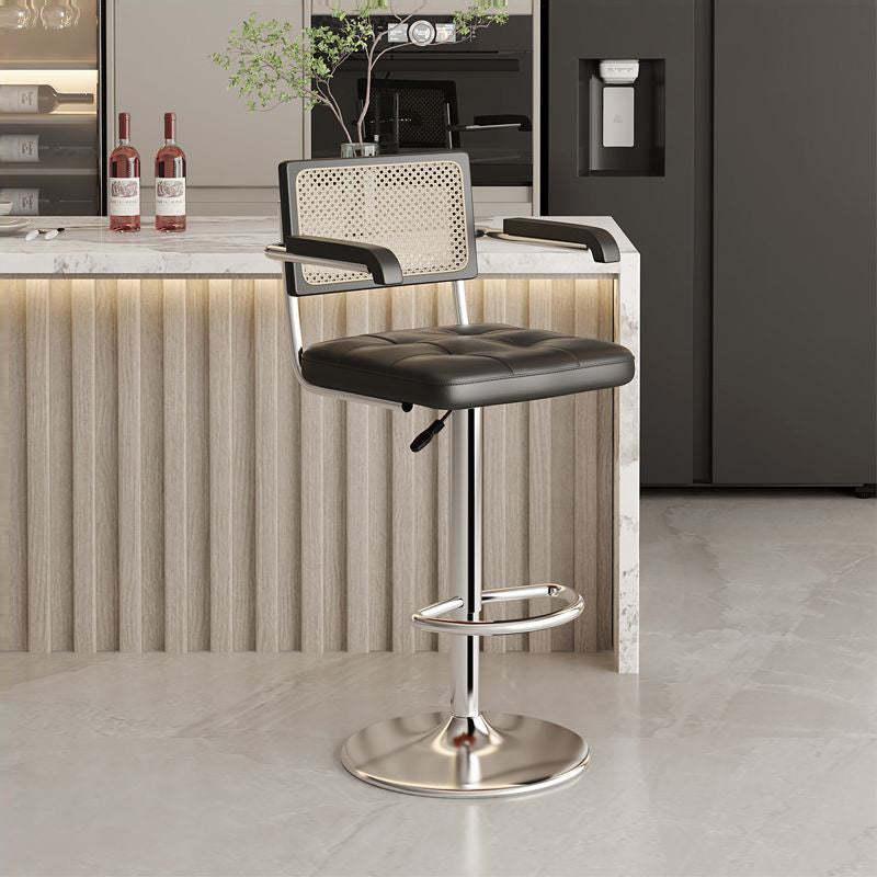 Nordic Leather Rattan Steel Bar Stool