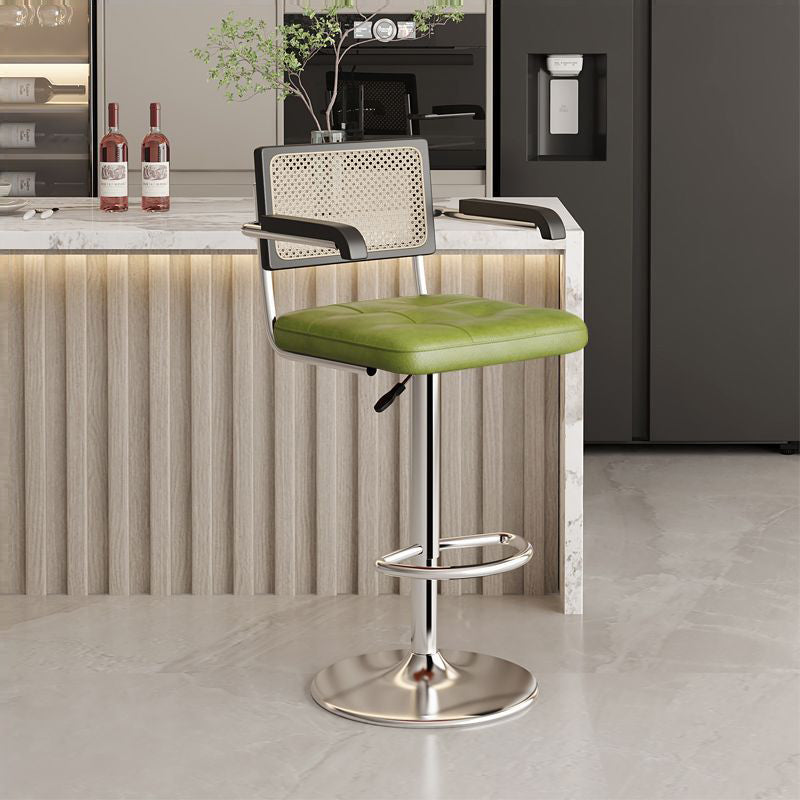 Nordic Leather Rattan Steel Bar Stool