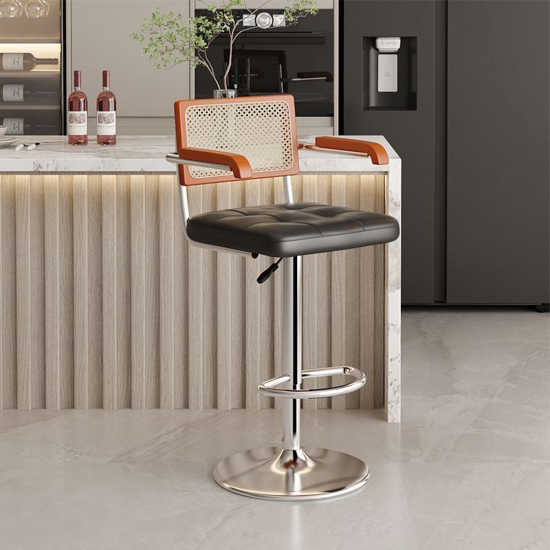 Nordic Leather Rattan Steel Bar Stool