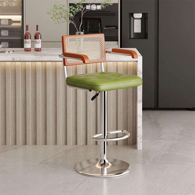 Nordic Leather Rattan Steel Bar Stool