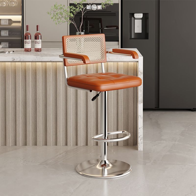 Nordic Leather Rattan Steel Bar Stool