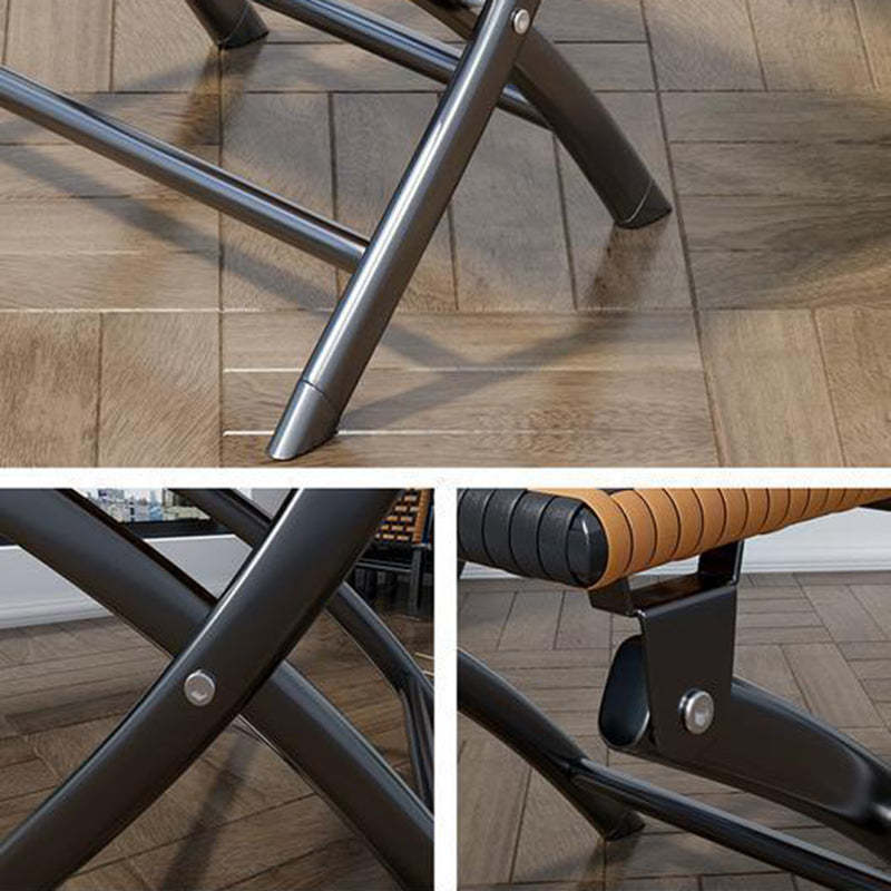 Contemporary Rattan Carbon Steel Foldable Backless Chair — Splicing Color