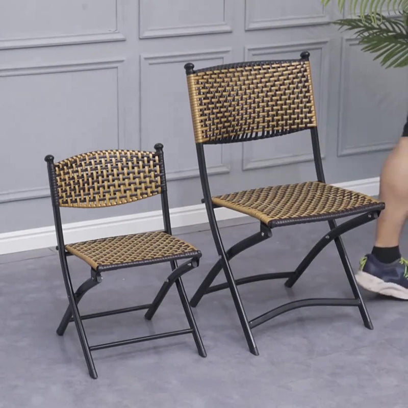 Contemporary Rattan Carbon Steel Foldable Backless Chair