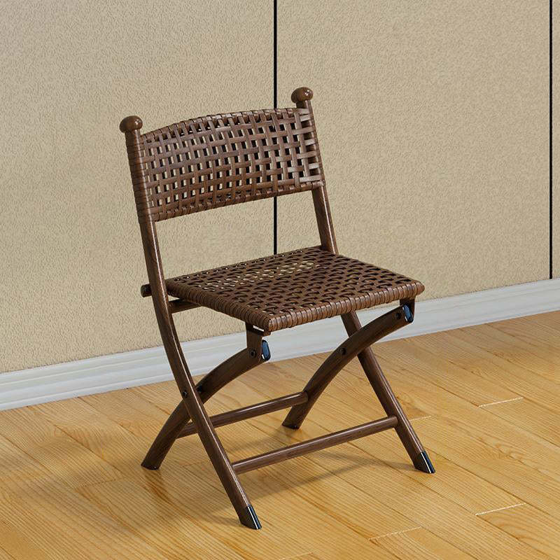 Contemporary Rattan Carbon Steel Foldable Backless Chair