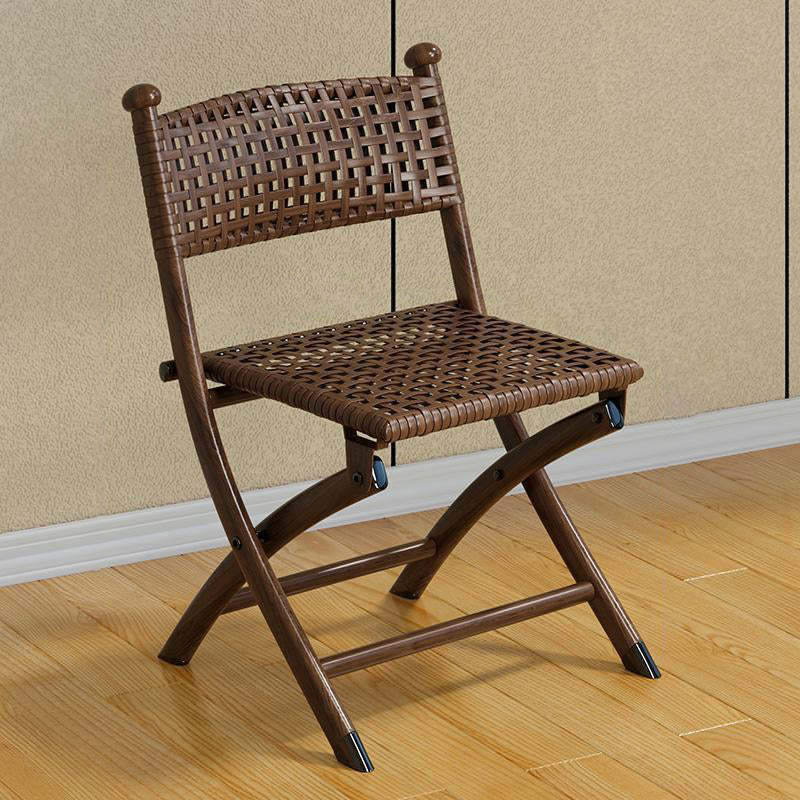 Contemporary Rattan Carbon Steel Foldable Backless Chair