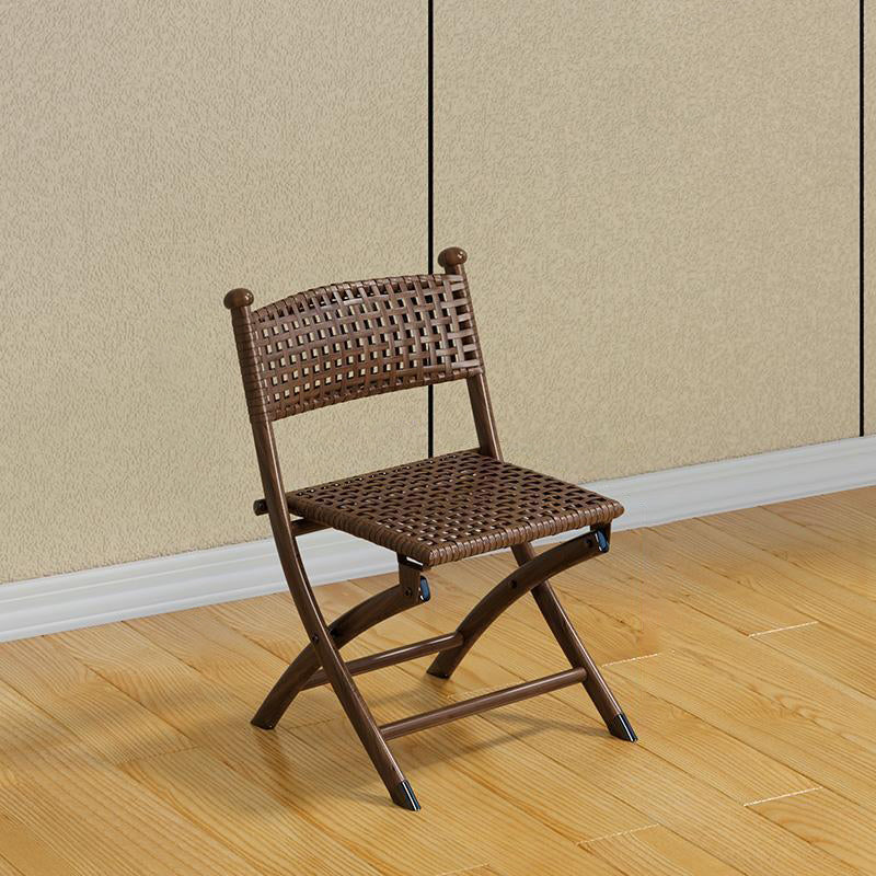 Contemporary Rattan Carbon Steel Foldable Backless Chair