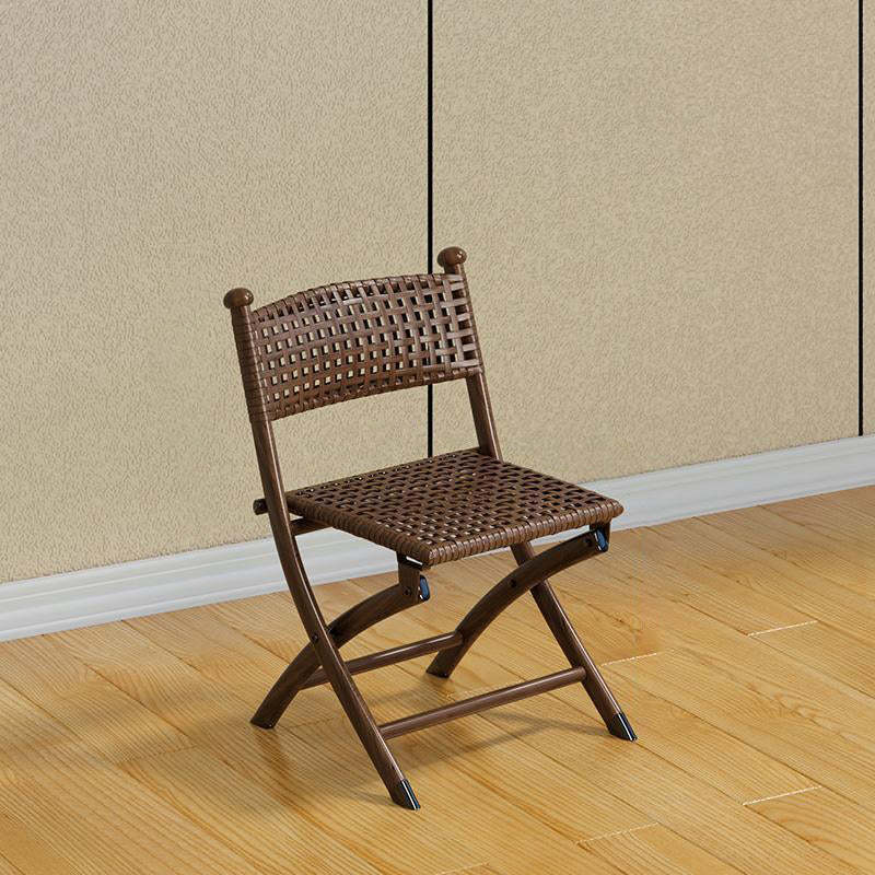 Contemporary Rattan Carbon Steel Foldable Backless Chair