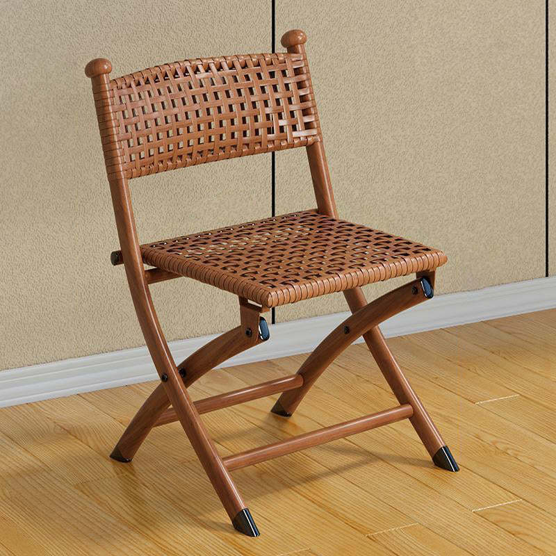 Contemporary Rattan Carbon Steel Foldable Backless Chair