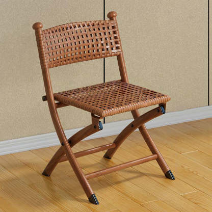 Contemporary Rattan Carbon Steel Foldable Backless Chair