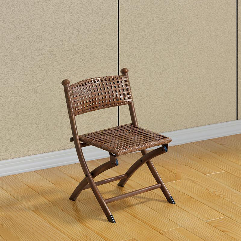 Contemporary Rattan Carbon Steel Foldable Backless Chair