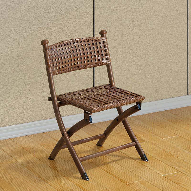 Contemporary Rattan Carbon Steel Foldable Backless Chair