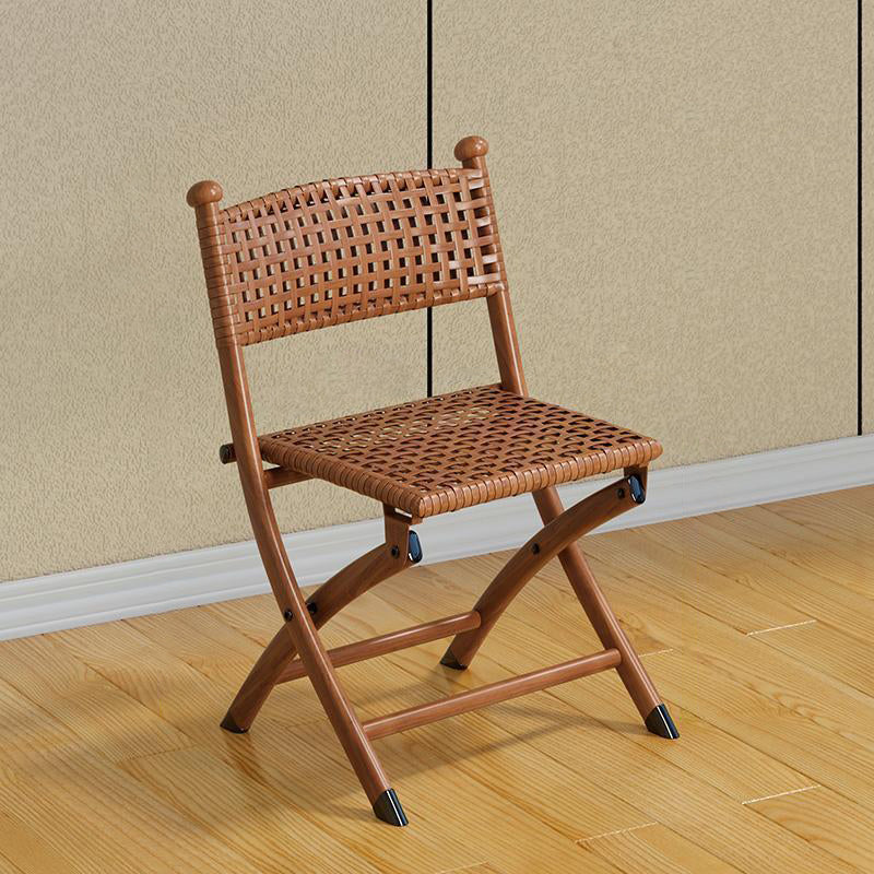Contemporary Rattan Carbon Steel Foldable Backless Chair