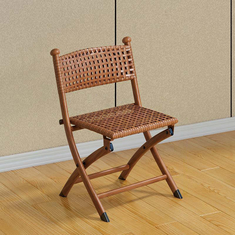 Contemporary Rattan Carbon Steel Foldable Backless Chair