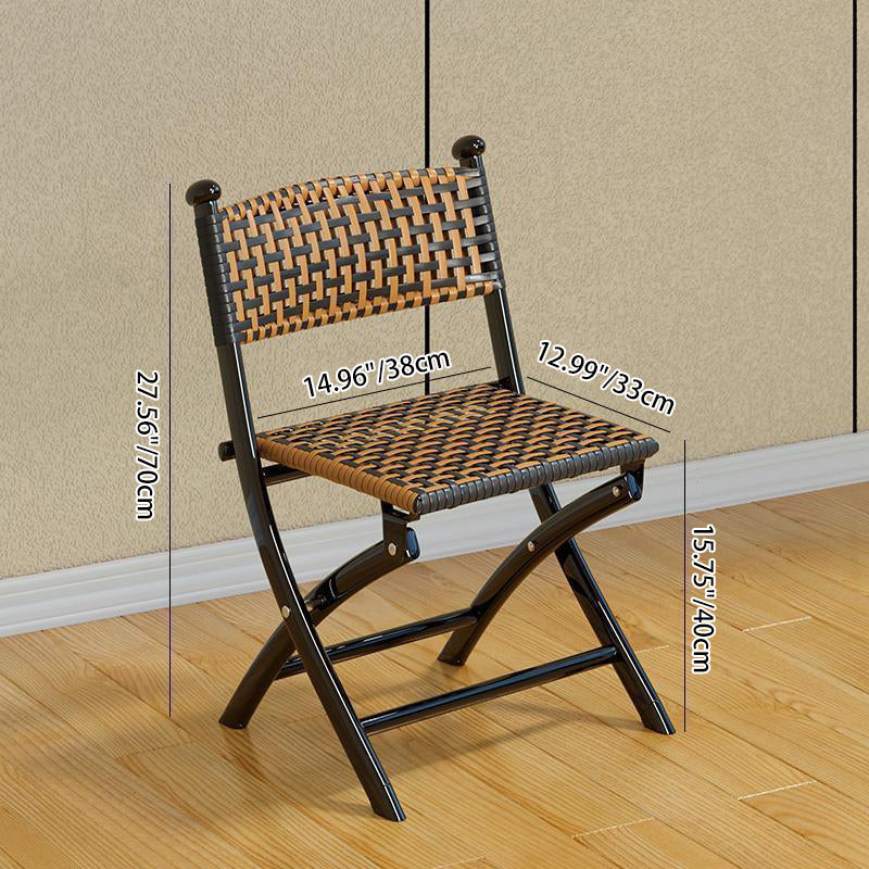 Contemporary Rattan Carbon Steel Foldable Backless Chair — Splicing Color