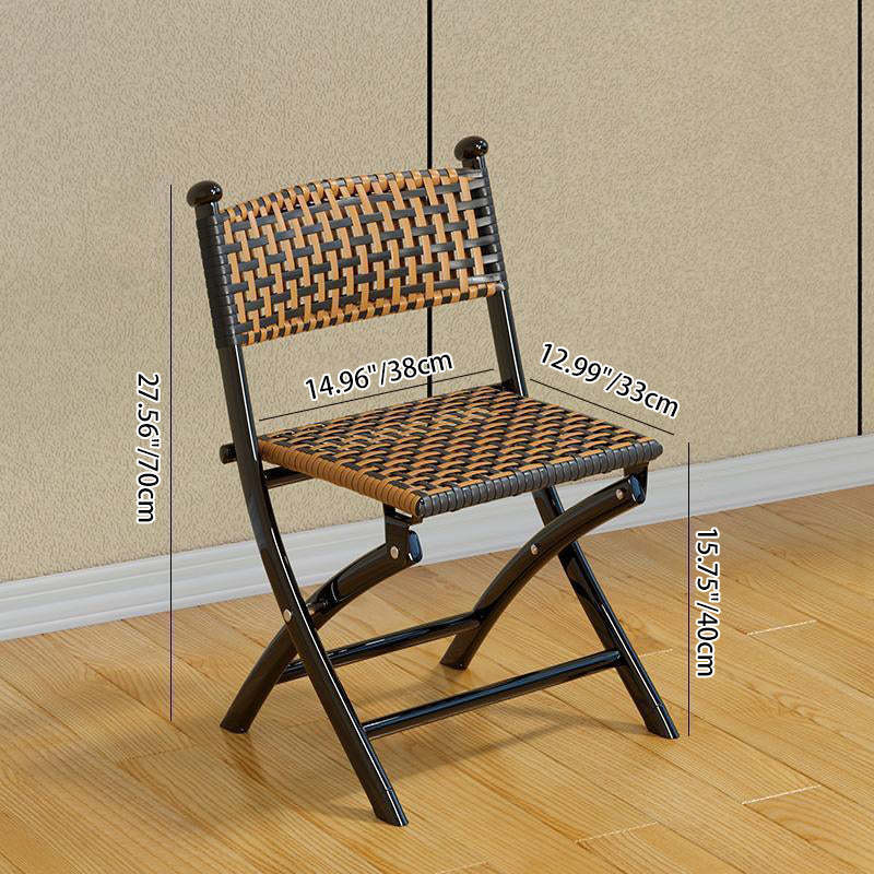 Contemporary Rattan Carbon Steel Foldable Backless Chair — Splicing Color