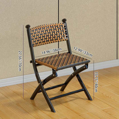 Contemporary Rattan Carbon Steel Foldable Backless Chair — Splicing Color