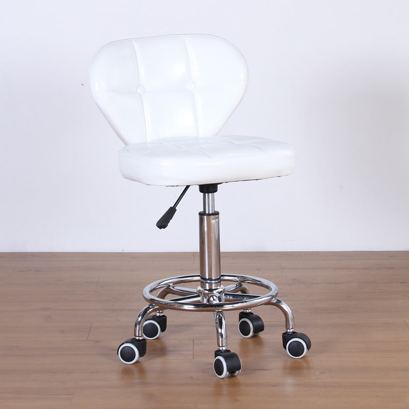 Nordic Leather Steel Swivel Desk Chair — D / Gray
