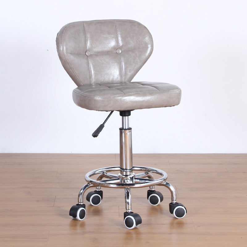 Nordic Leather Steel Swivel Desk Chair — D / Blue