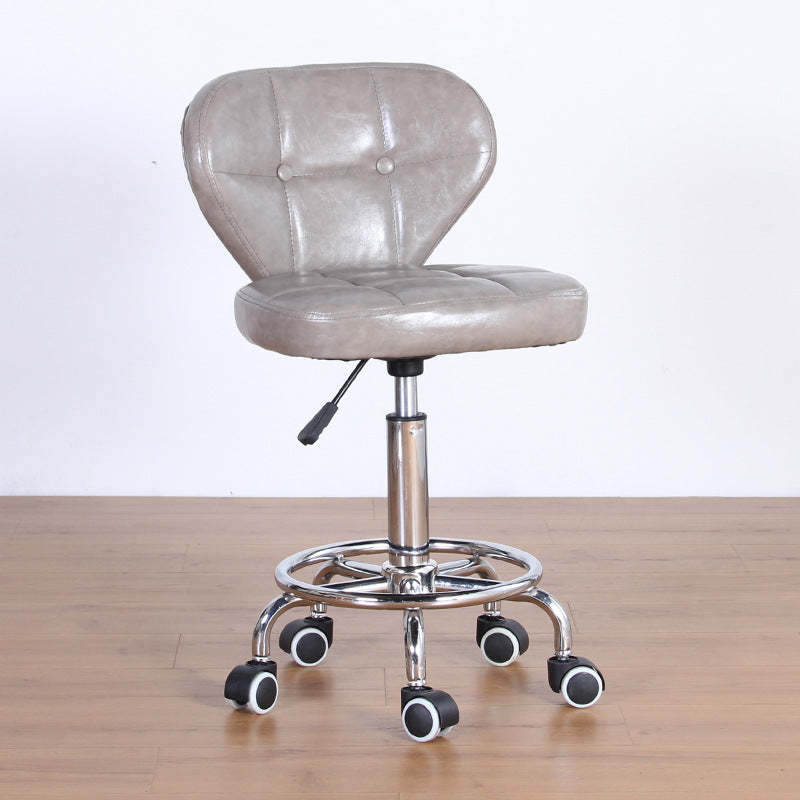 Nordic Leather Steel Swivel Desk Chair — D / Blue