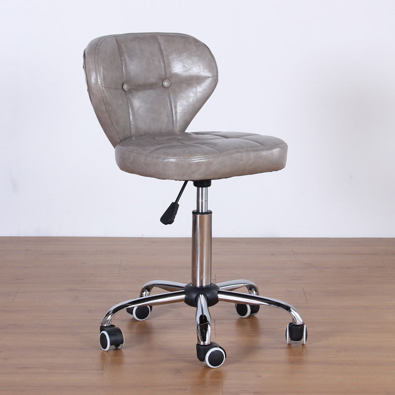 Nordic Leather Steel Swivel Desk Chair — C / White