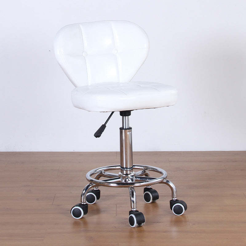 Nordic Leather Steel Swivel Desk Chair — D / Gray