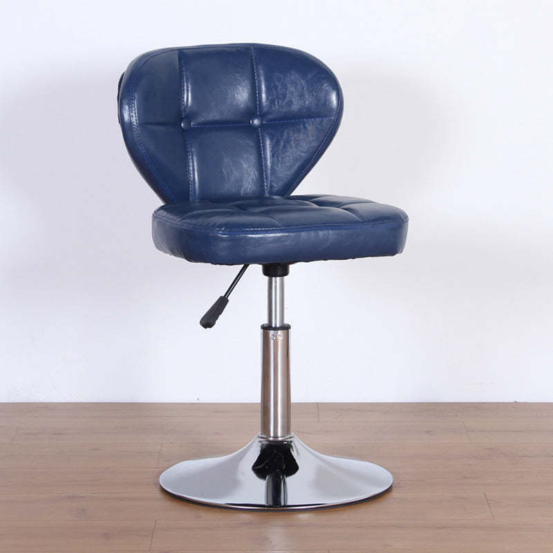 Nordic Leather Steel Swivel Desk Chair — D / Black