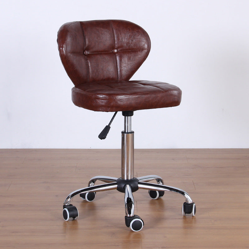 Nordic Leather Steel Swivel Desk Chair — C / Black