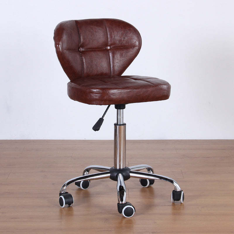 Nordic Leather Steel Swivel Desk Chair — C / Black
