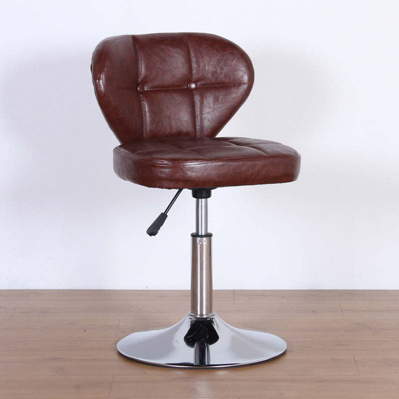 Nordic Leather Steel Swivel Desk Chair — D / White