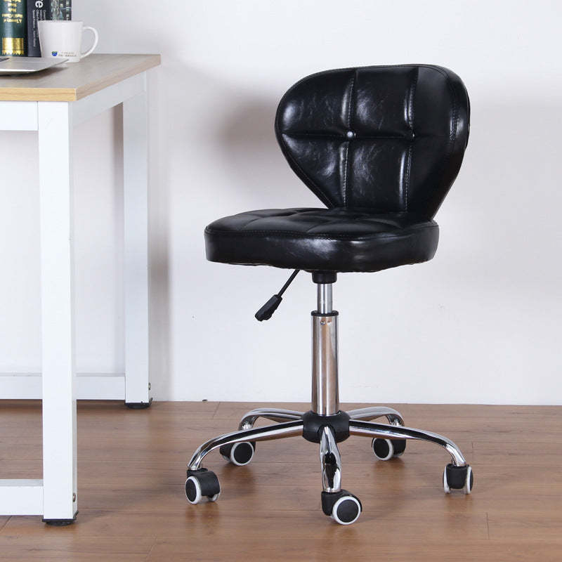 Nordic Leather Steel Swivel Desk Chair — A / White