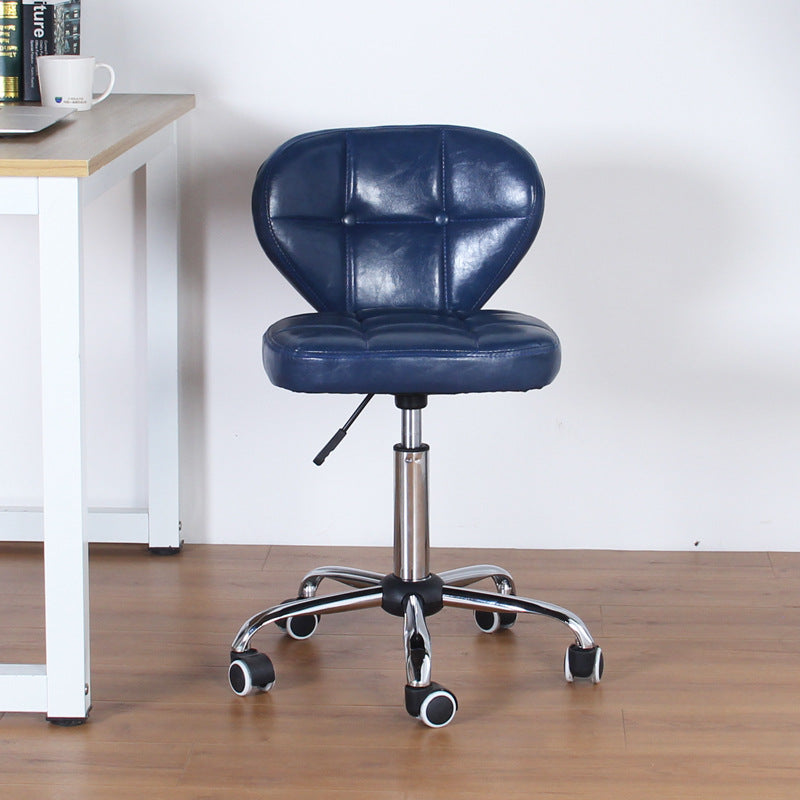 Nordic Leather Steel Swivel Desk Chair — A / Black