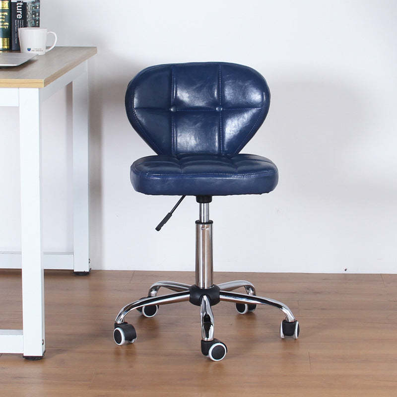Nordic Leather Steel Swivel Desk Chair — A / Black
