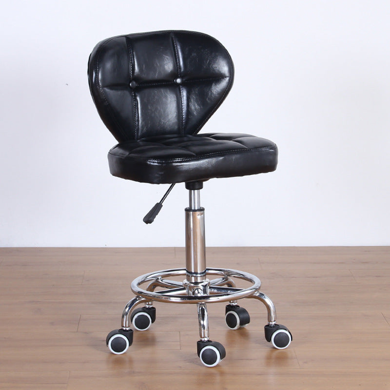 Nordic Leather Steel Swivel Desk Chair — D / Brown