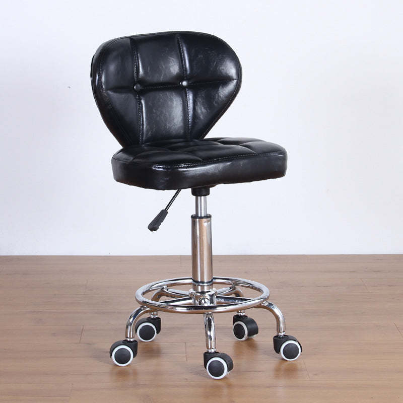 Nordic Leather Steel Swivel Desk Chair — D / Brown